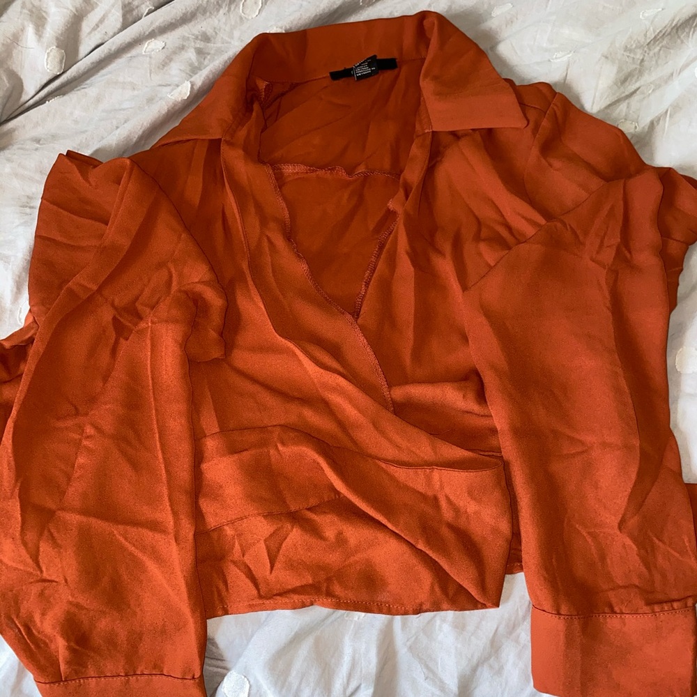forever 21 collared long sleeve with tie